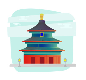 简约风格天坛祈年殿插画矢量设计素材