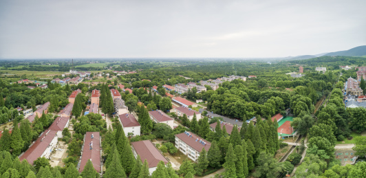 航拍中国上海市白茅岭夏季雨后风光