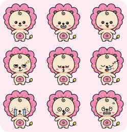 以小狮子为原型创作的可爱卡通表情包