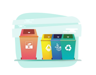 垃圾分类矢量插画设计素材