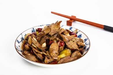 民间传统美食小吃爆炒猪肝