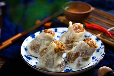 中国传统面点美食干蒸烧麦