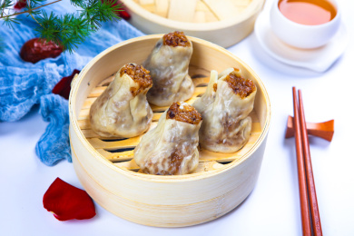 中国传统面点美食干蒸烧麦