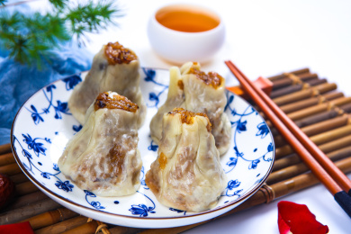 中国传统面点美食干蒸烧麦