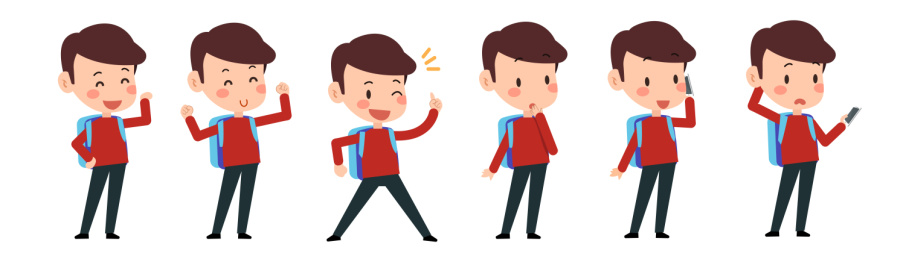 背书包可爱男孩动态卡通矢量图