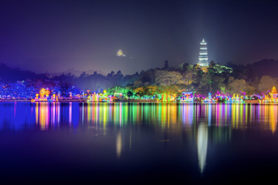 中国广东惠州西湖夜景风光