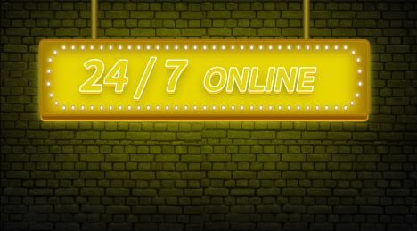 24小时黄色霓虹灯广告招牌灯箱