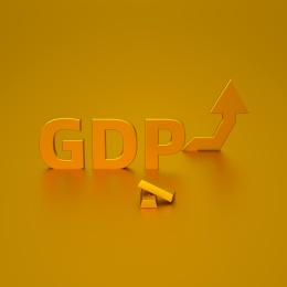 3D金色商业金融GDP增长概念插画