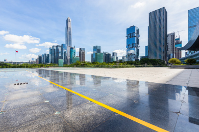 中国广东省深圳市市民广场城市风光