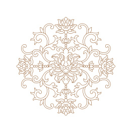 中国传统的莲花线条缠枝纹圆形图案