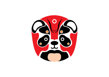 川剧红色熊猫脸谱插画图片