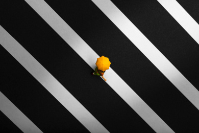 微缩摄影抽象线条小丑撑伞道路人行道行人壁纸