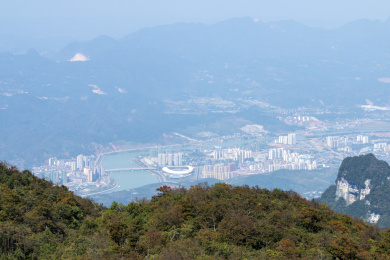 俯瞰中国湖南张家界城市风光