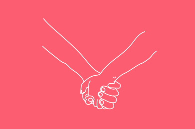 情侣手牵手十指相扣简易矢量线稿插画