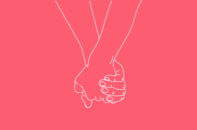情侣手牵手十指相扣简易矢量线稿插画