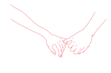 情侣手牵手十指相扣简易矢量线稿插画
