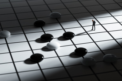 微缩摄影围棋棋盘博弈对弈抽象黑白格子对抗