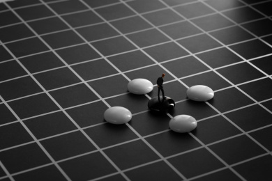 微缩摄影围棋棋盘博弈对弈抽象黑白格子对抗