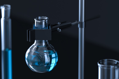 实验室的化学仪器器皿，三维渲染