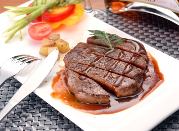 steak medium rare beef with spices