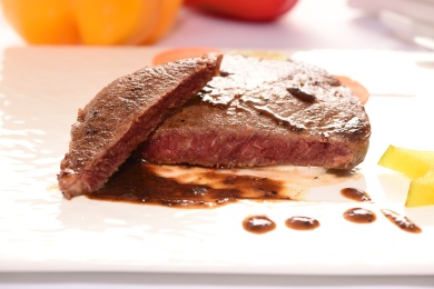 steak medium rare beef with spices