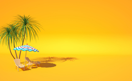 夏天主题的橙色沙滩创意图
