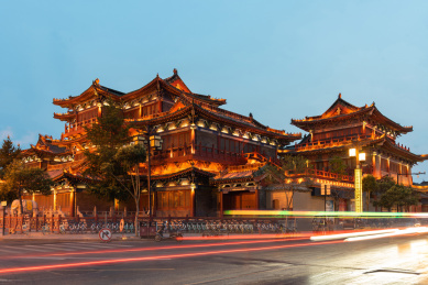 中国开封著名建筑樊楼夜景