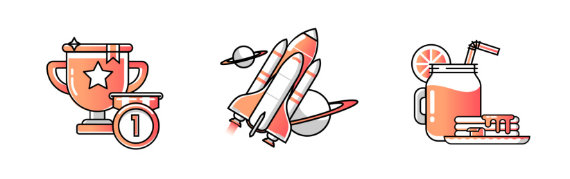 黑色描边红色渐变矢量插画设计