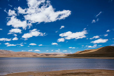 中国西藏思金拉措圣湖风光