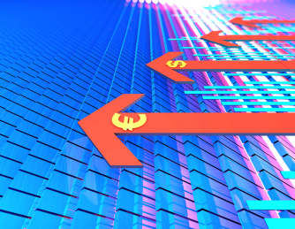 金融股市信息图表，经济竞争与合作对抗，互赢与团队，欧元与美元