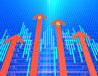 金融股市信息图表，经济竞争与合作对抗，互赢与团队，人民币与美元