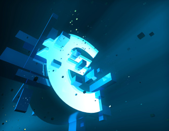 金融网络数据科技，数据存储与传输，货币符号，欧元