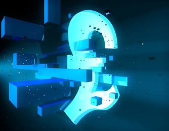 金融网络数据科技，数据存储与传输，货币符号，英镑