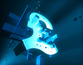 金融网络数据科技，数据存储与传输，货币符号，英镑