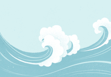 大海海水浪花风浪卡通插画
