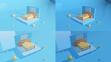 蓝色可爱清新3D立体小房子家居