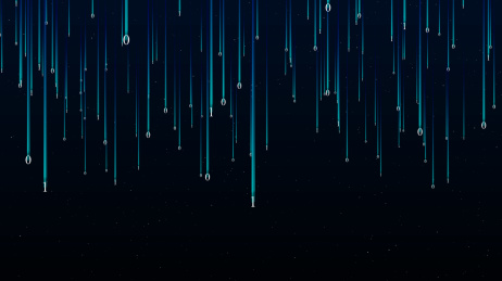 大量蓝色数字科技雨下落效果