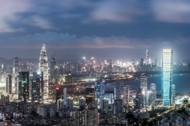 中国广东深圳后海城市天际线夜景