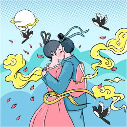 七夕节矢量插画