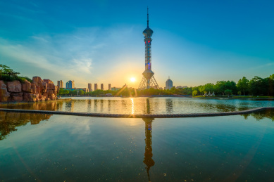石家庄电视塔世纪公园城市风光