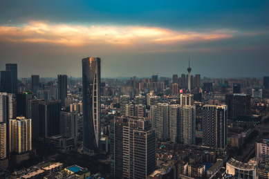 成都地标建筑城市夜景风光
