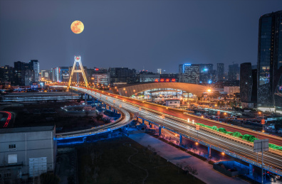 成都南站人南立交夜景风光