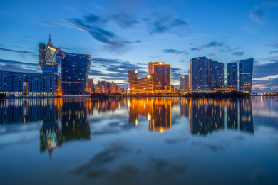 中国澳门半岛建筑群，城市风光天际线