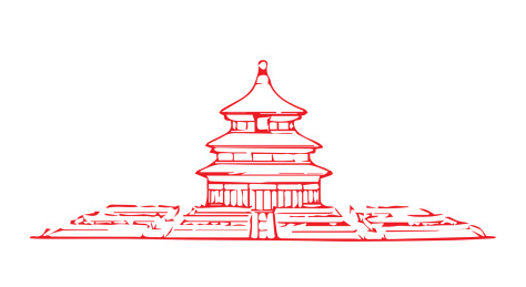 天坛祈年殿涂鸦风格矢量插画设计素材