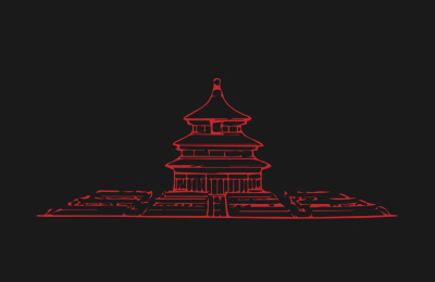 天坛祈年殿涂鸦风格矢量插画设计素材