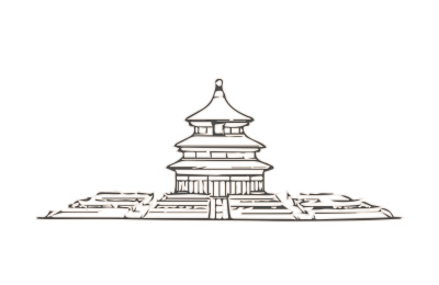 天坛祈年殿涂鸦风格矢量插画设计素材