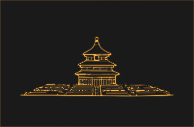 天坛祈年殿涂鸦风格矢量插画设计素材