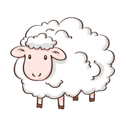 cute cartoon sheep jumping over fence.