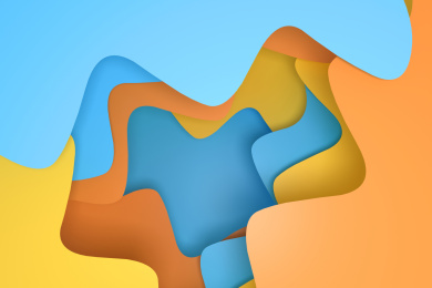 三维渲染，多彩纸张曲面线条背景