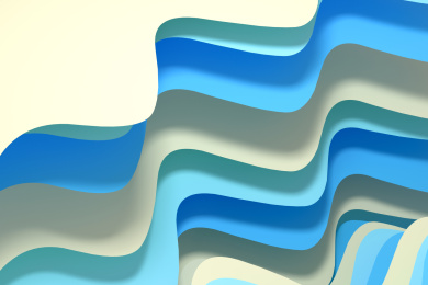 三维渲染，多彩纸张曲面线条背景